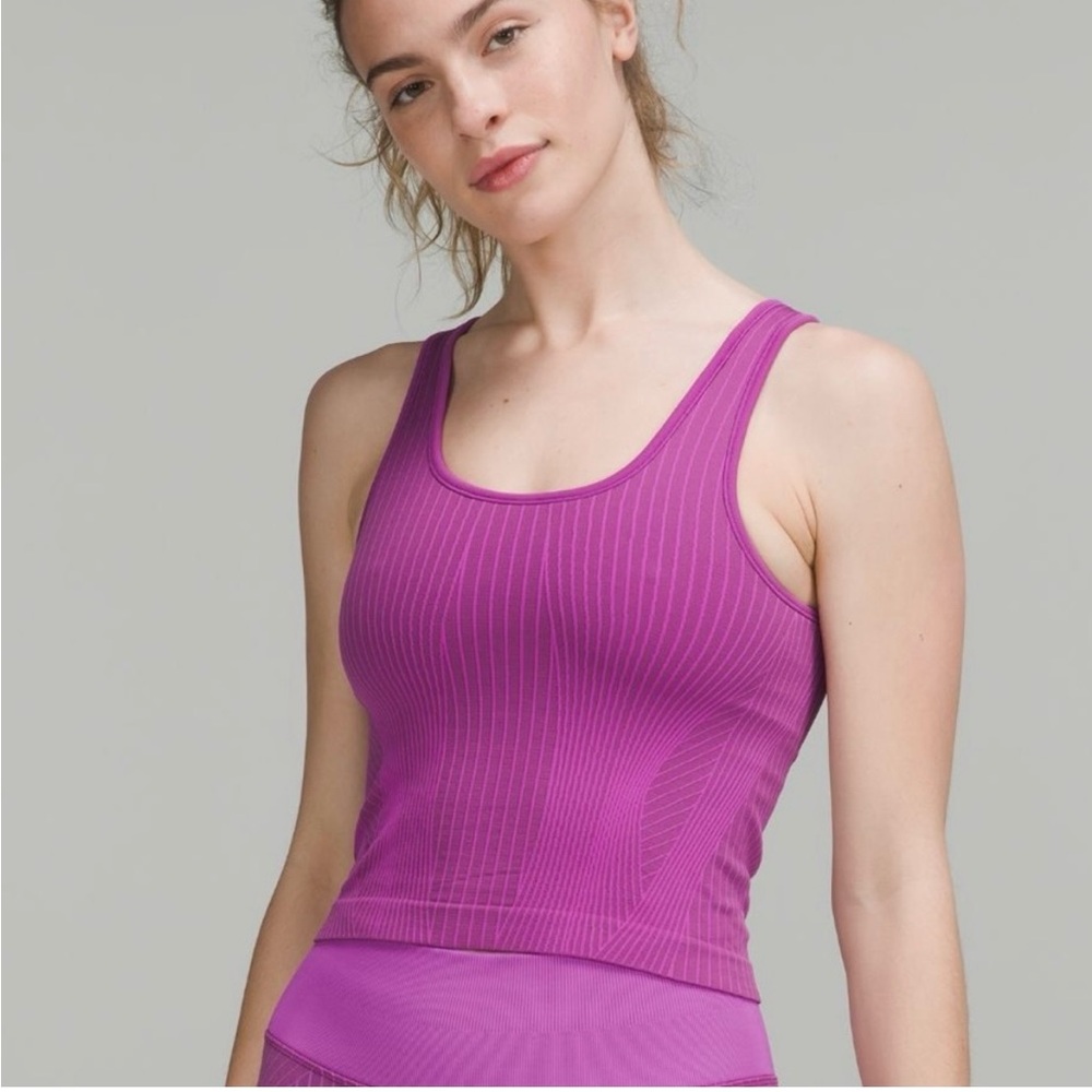 Lululemon Ebb to Street Cropped Tank. Vivid Plum color size 10